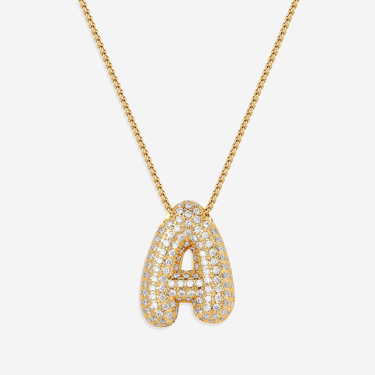 Pave Initial Bubble Necklace