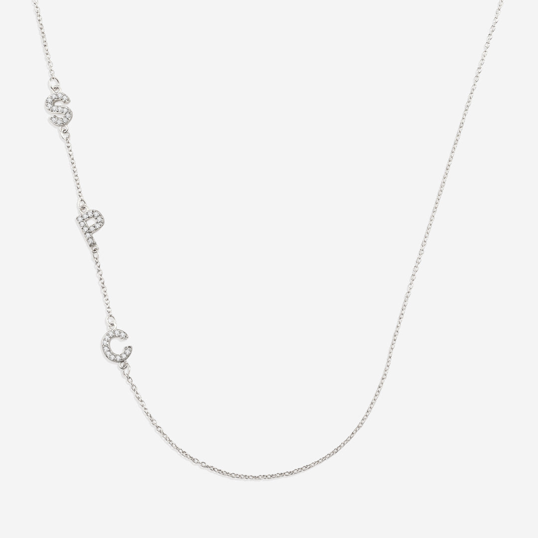 Sideways Pave Initials Necklace