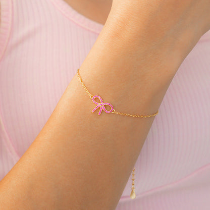 Pink Pave Bow Bracelet