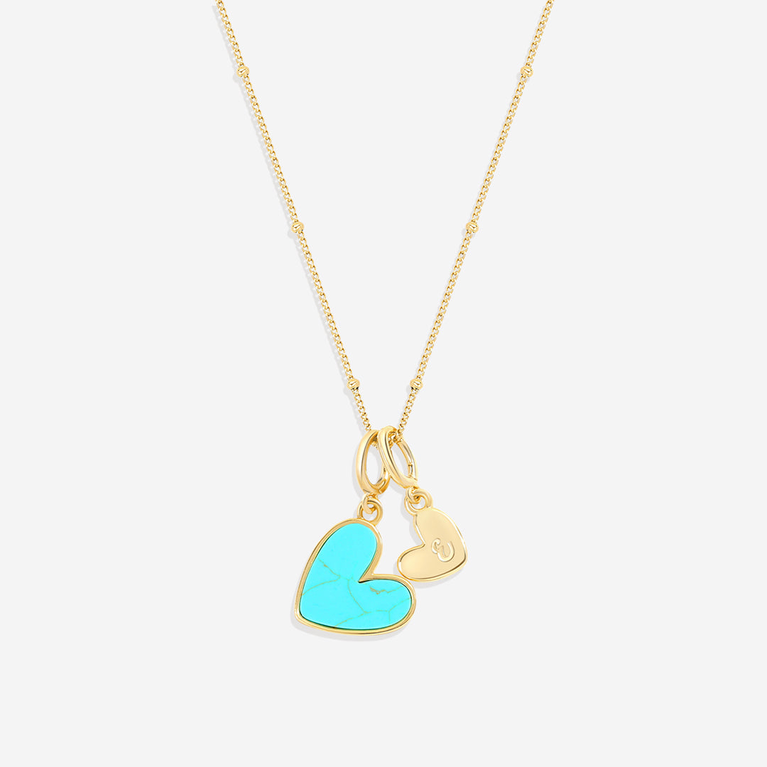 Turquoise Initial Heart Necklace