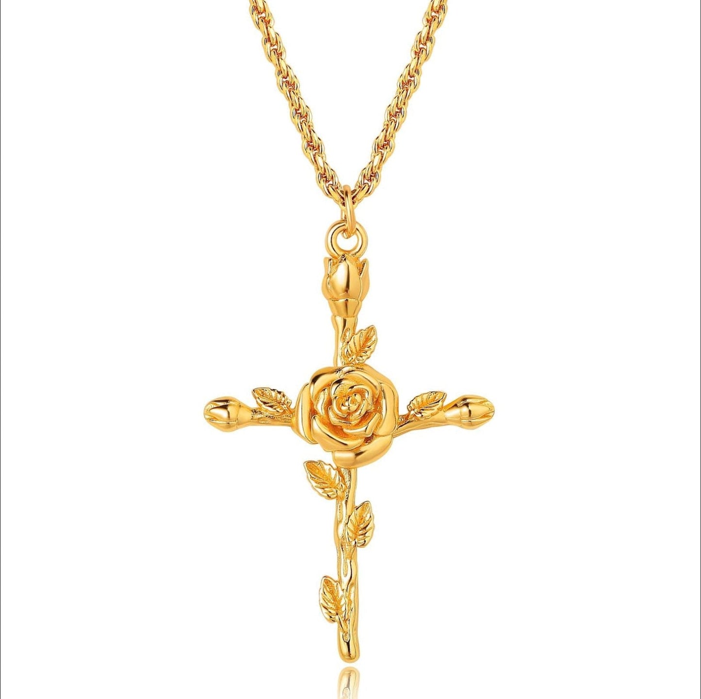 Floral Cross Pendant Necklace