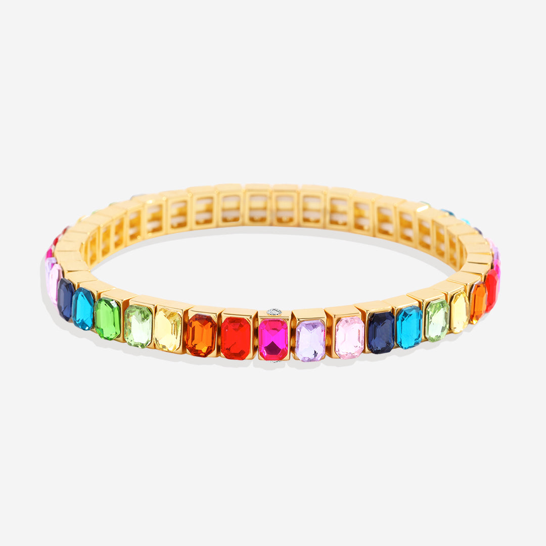 Rainbow Baguette Beaded Bracelet