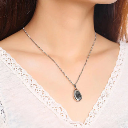 Fingerprint Teardrop Necklace with Engraving for Ashes