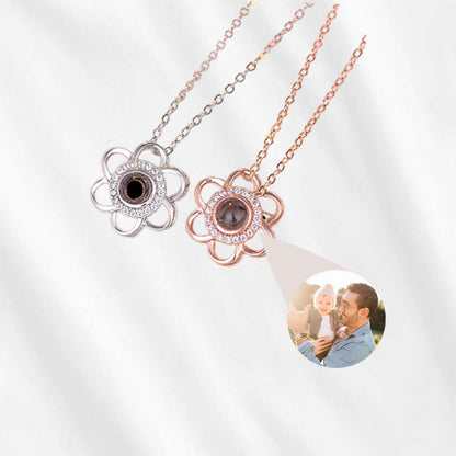 Projection Necklace Floral Tiny Photo Necklace - Customodish