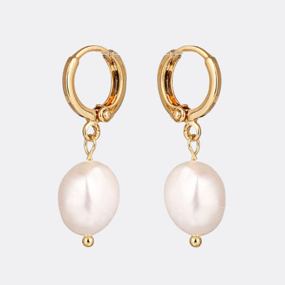 Freshwater Pearl Drop Huggie Earrings