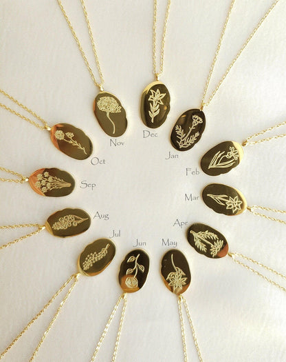 Gold Birth Flower Necklace