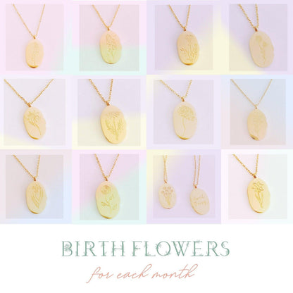 Gold Birth Flower Necklace