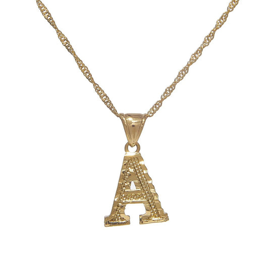 Gold Block Letter Necklace