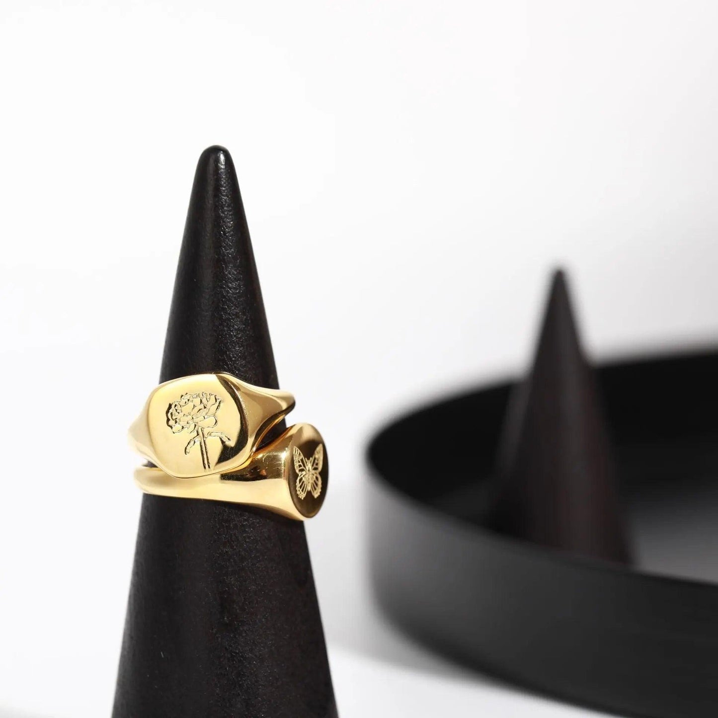 Gold Butterfly Signet Ring