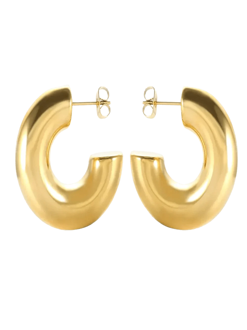 Gold Chunky Thick Hoop Earrings