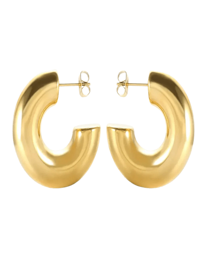 Gold Chunky Thick Hoop Earrings