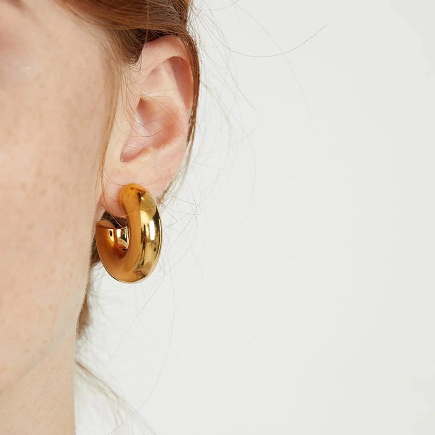 Gold Chunky Thick Hoop Earrings