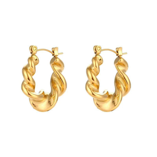 Gold Twisted Hoop Earrings