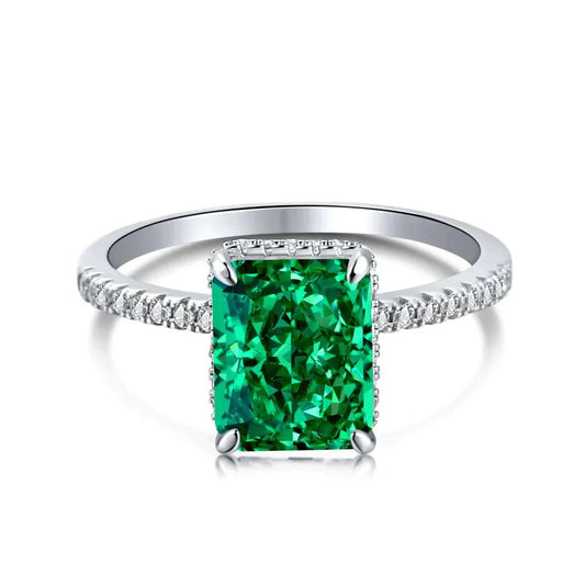 Gorgeous Paraiba Tourmaline Radiant Cut Engagement Ring In Sterling Silver