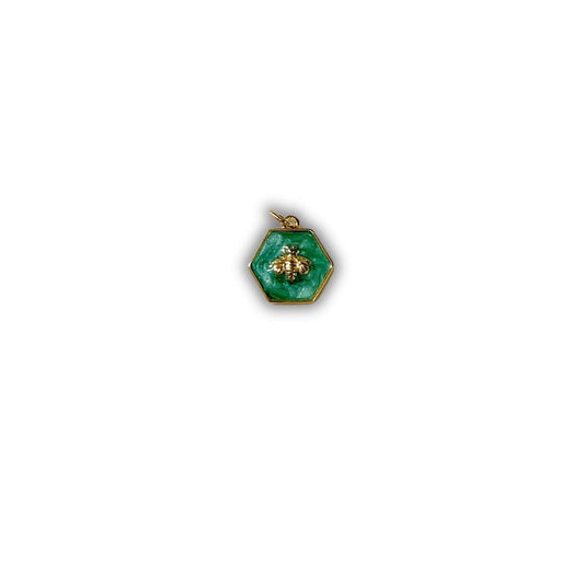 Green Enamel Bee Pendant Charm