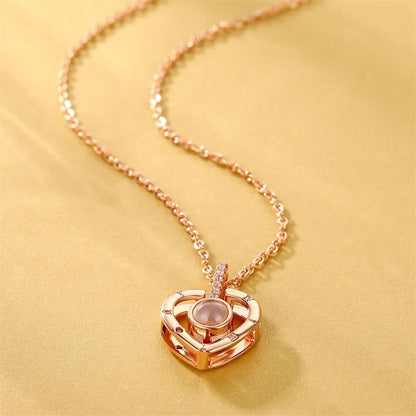 Compass Heart Projection Necklace