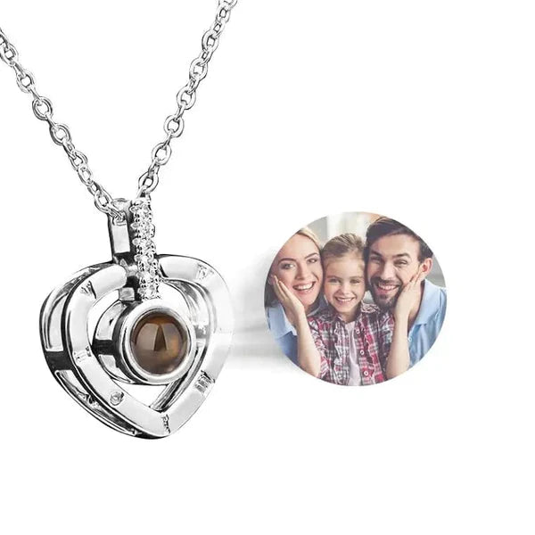 Compass Heart Projection Necklace