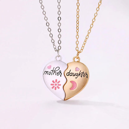 Heart Bond Connecting Mother-Daughter Necklaces