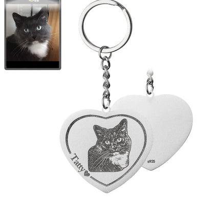 Heart Cat Memorial Keychain