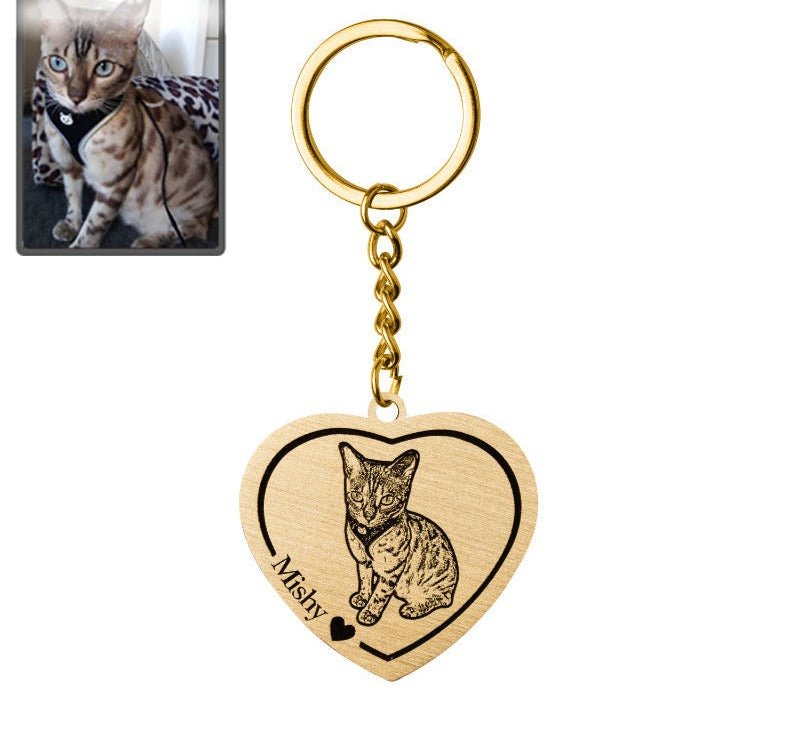 Heart Cat Memorial Keychain