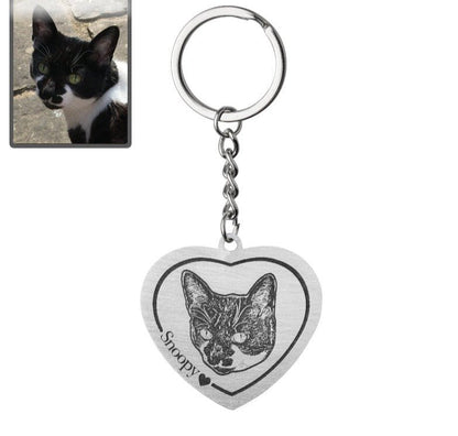 Heart Cat Memorial Keychain