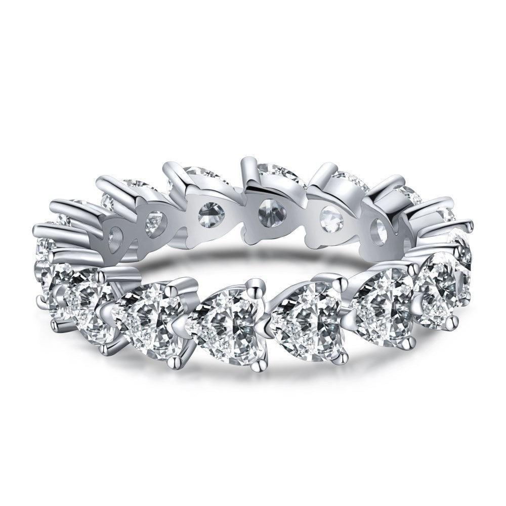 Heart CZ Eternity Band Ring | Sterling Silver