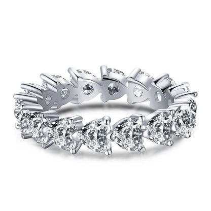 Heart CZ Eternity Band Ring | Sterling Silver