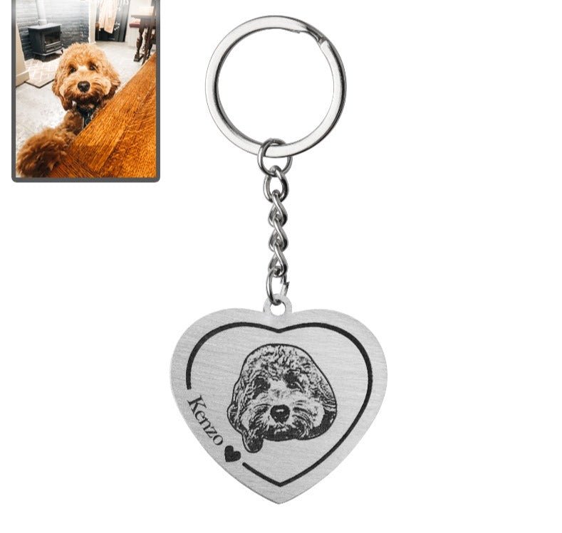 Heart Dog Memorial Keychain