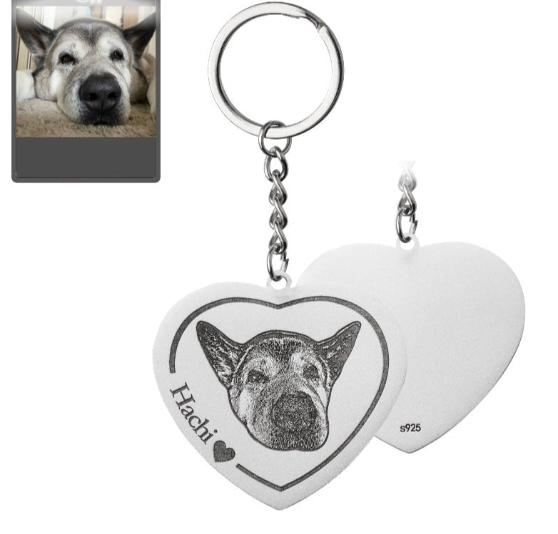 Heart Dog Memorial Keychain