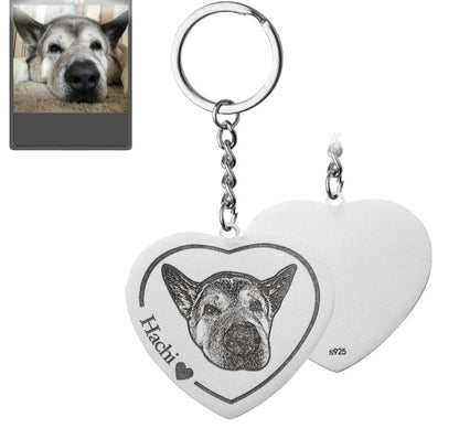 Heart Dog Memorial Keychain