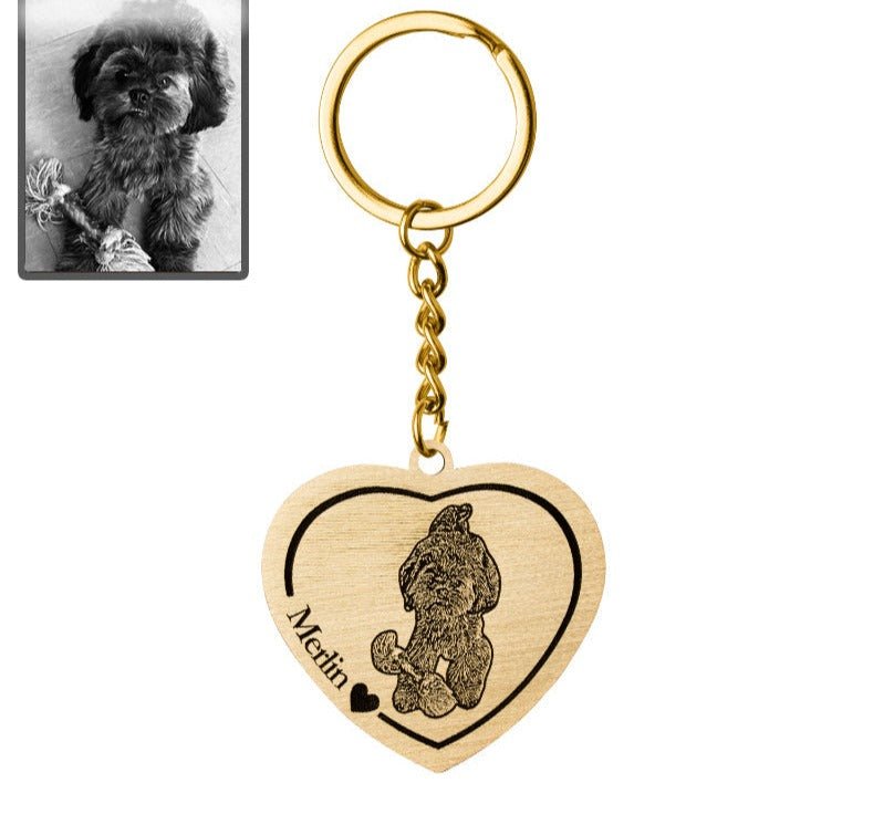 Heart Dog Memorial Keychain