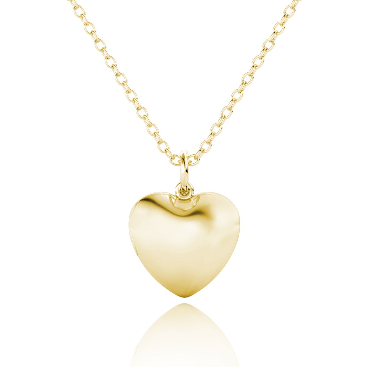 Heart Photo Locket Necklace with Picture Inside - Gold