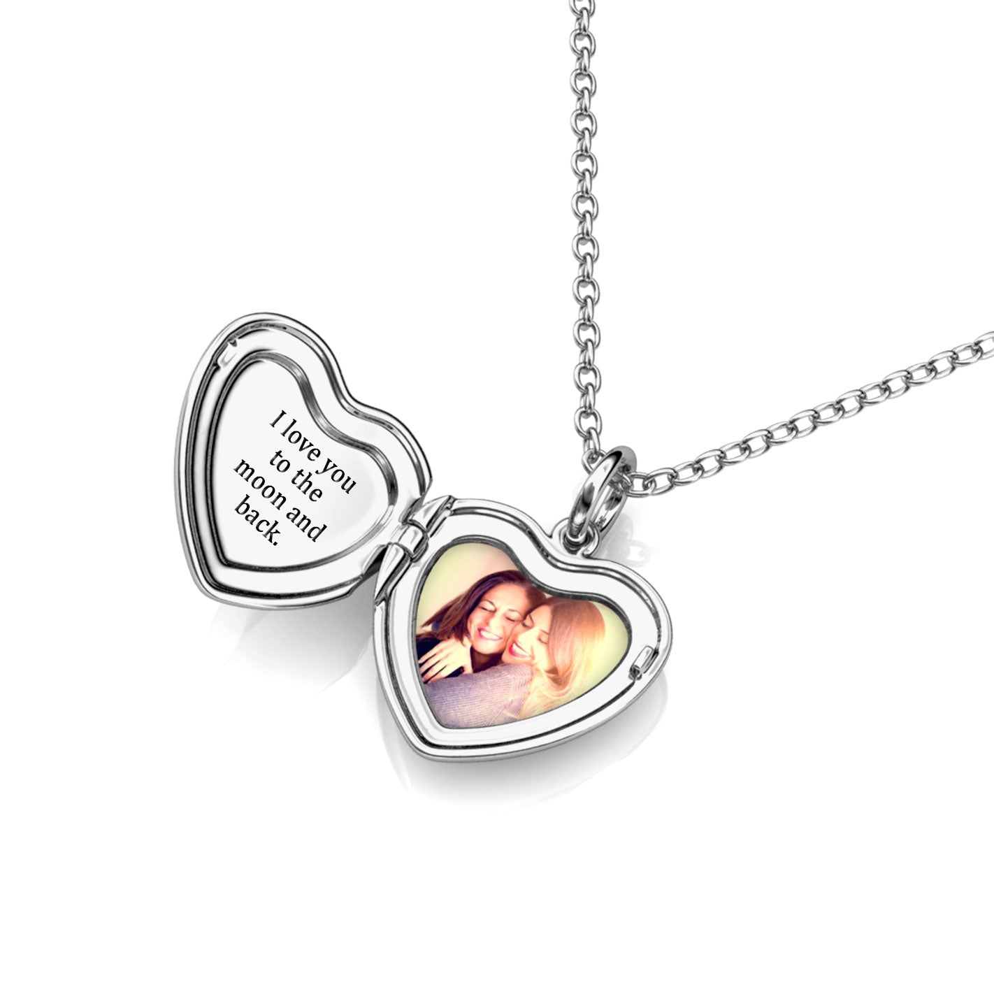 Sterling Silver Heart Locket Necklace with Picture Inside