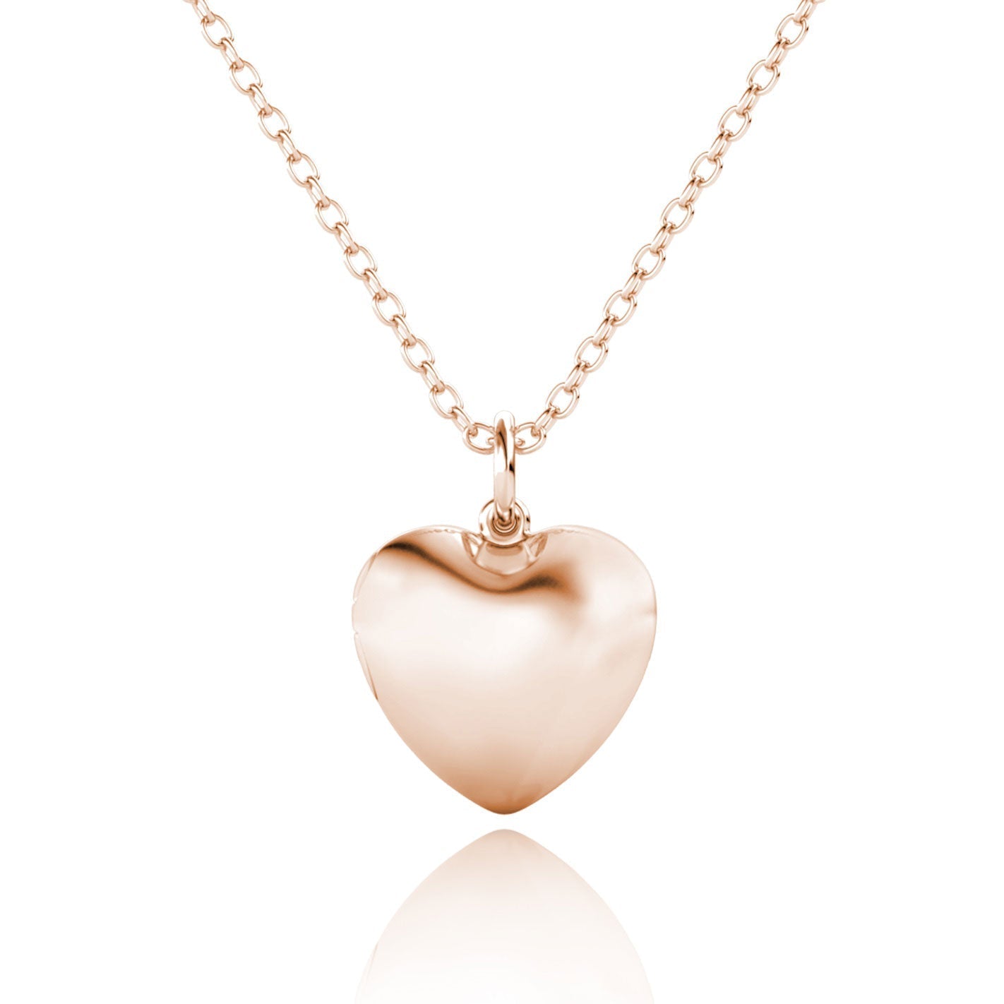 Heart Locket Necklace with Picture Inside - Rose Gold