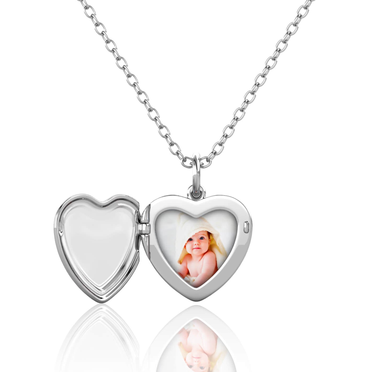 Photo Locket Necklace with Picture Inside - Silver