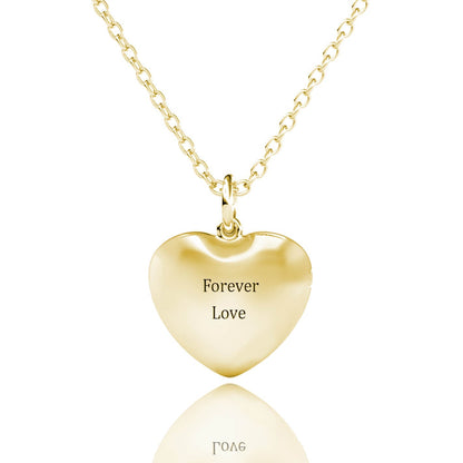 Heart Photo Locket Necklace with Picture Inside - Gold