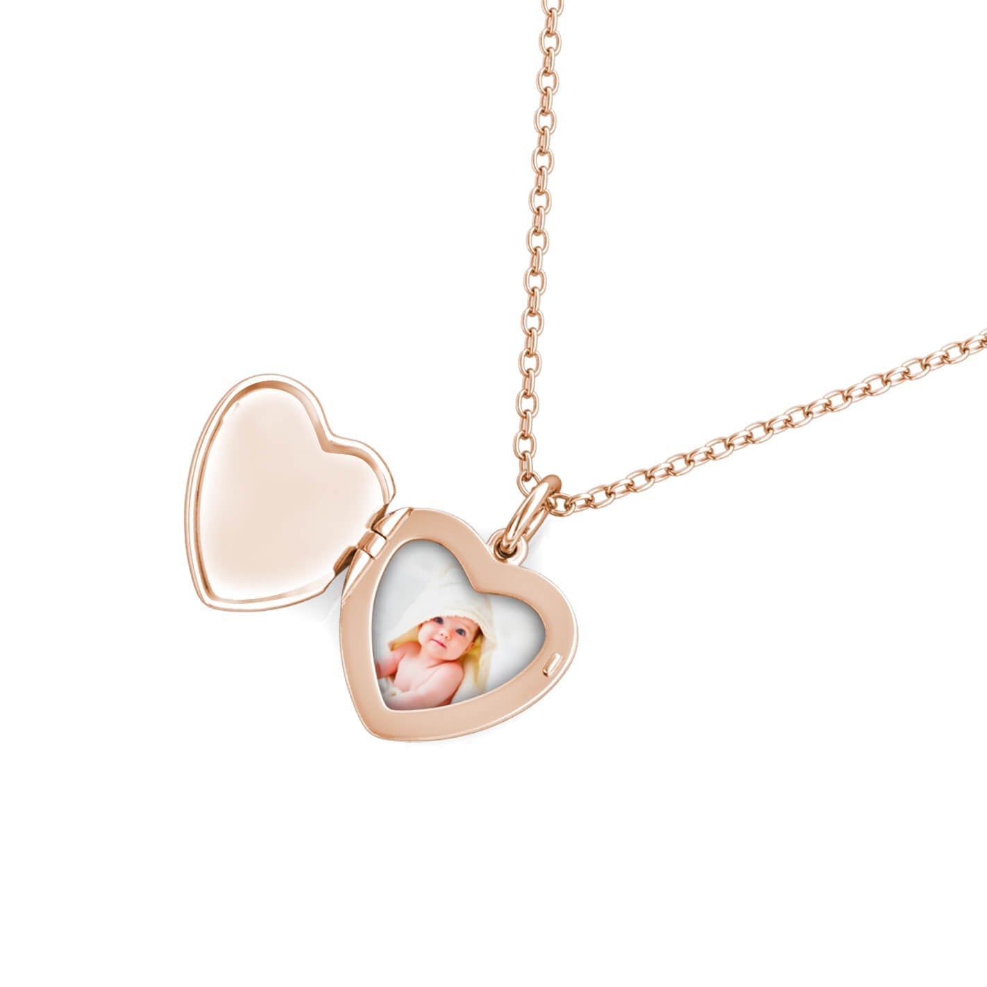 Photo Locket Necklace with Picture Inside - Rose Gold