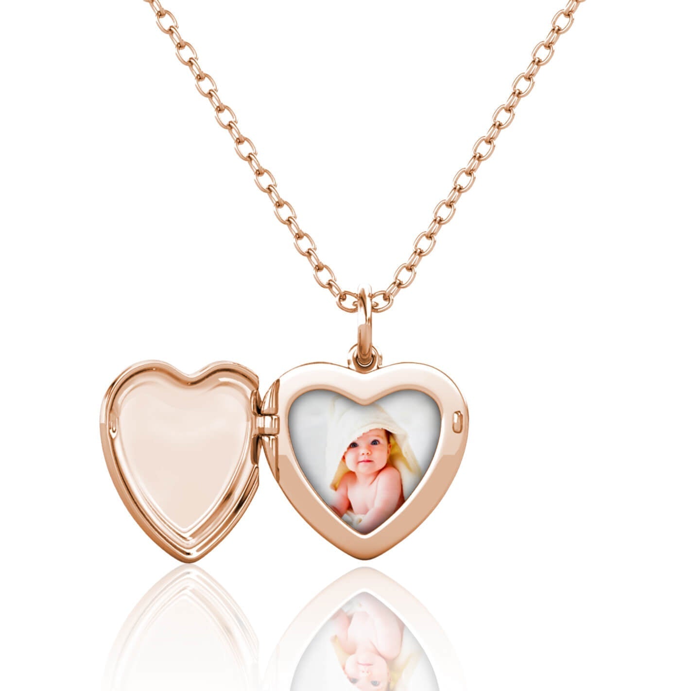 Photo Locket Necklace with Picture Inside - Rose Gold