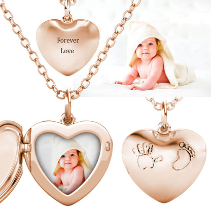 Photo Locket Necklace with Picture Inside - Rose Gold