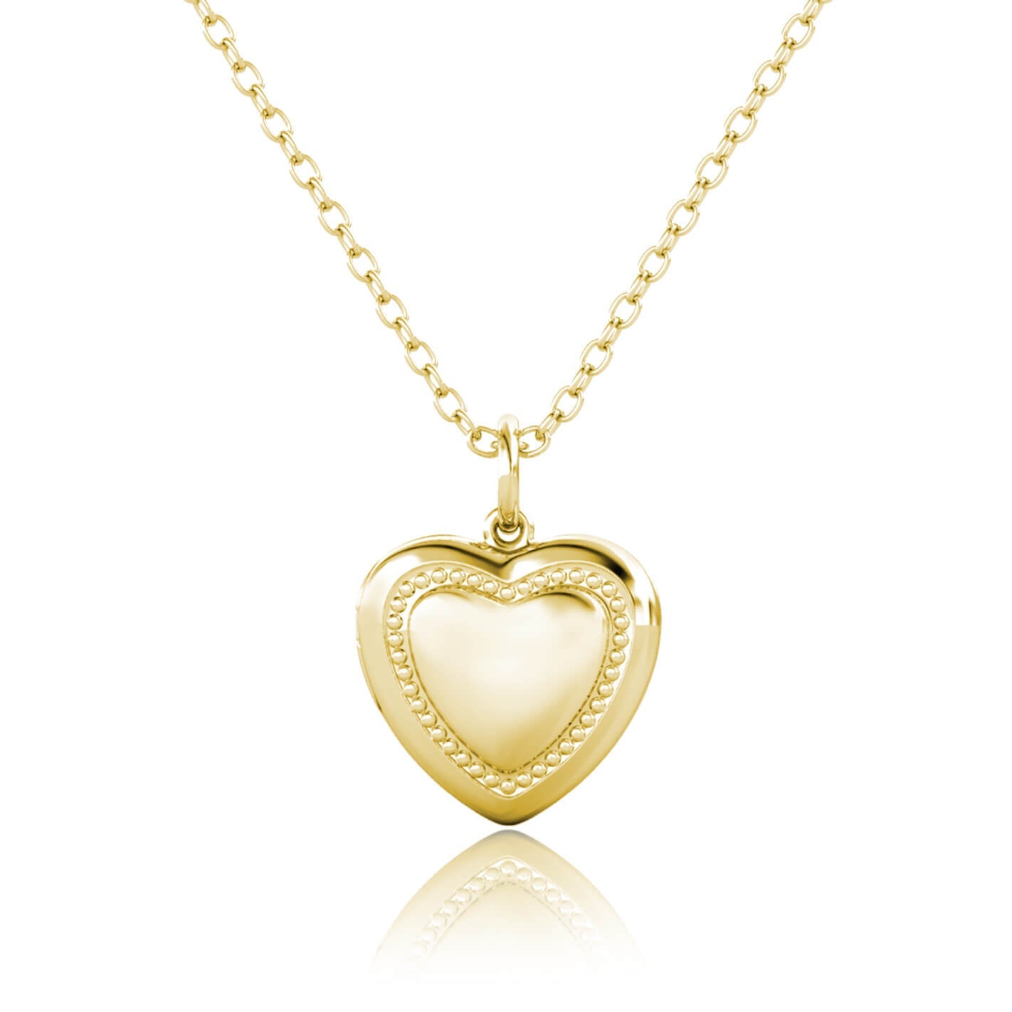 Heart Photo Locket Necklace with Picture Inside - Gold