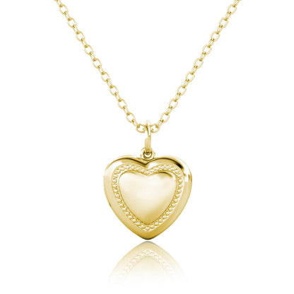 Heart Photo Locket Necklace with Picture Inside - Gold