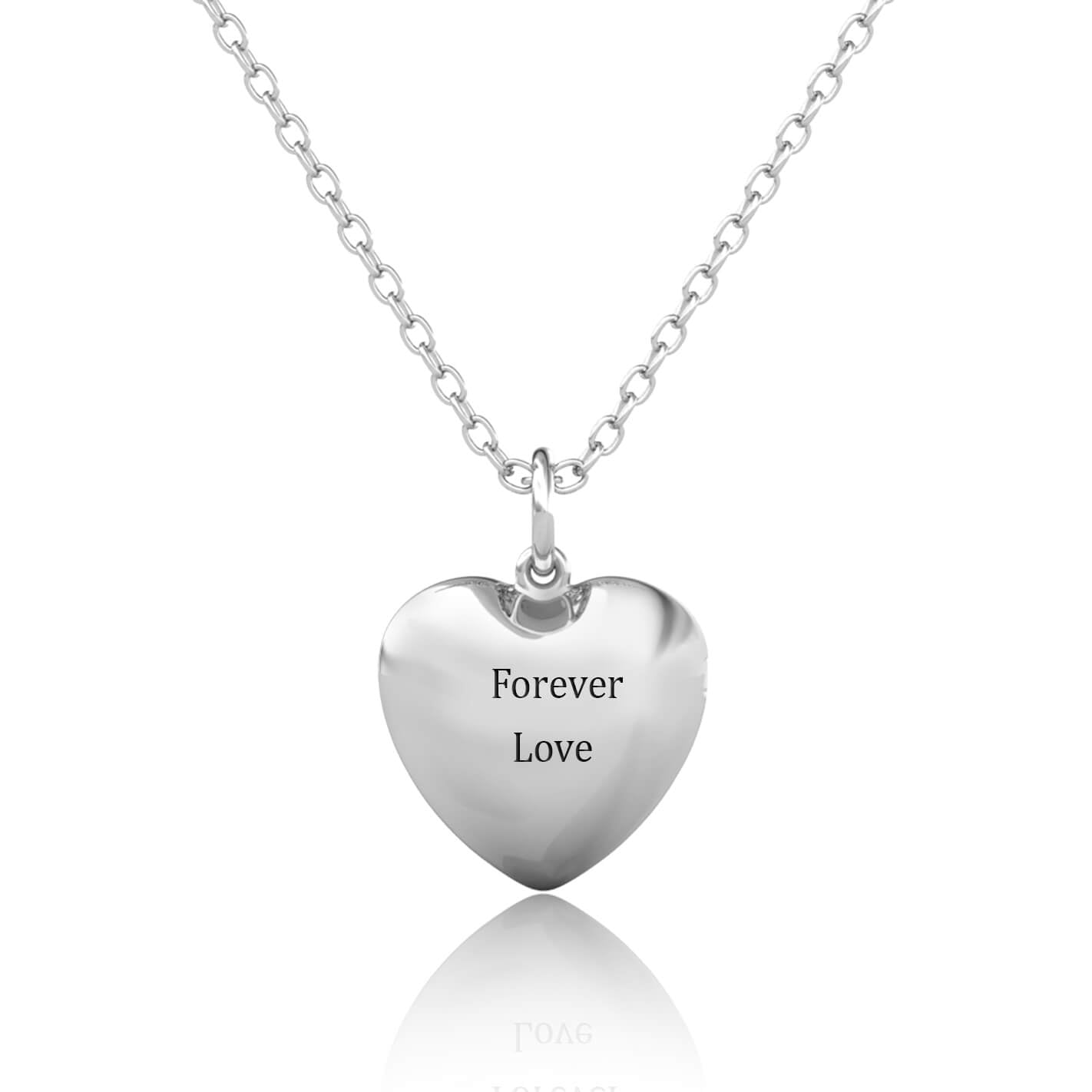 Heart Photo Locket Necklace with Picture Inside - Silver