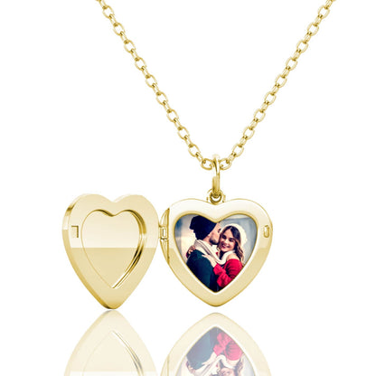 Personalised Photo Necklace with Picture Inside - Heart Locket Necklace - Gold