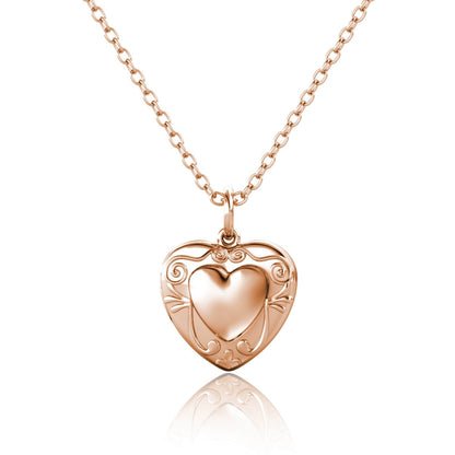 Heart Photo Locket Necklace with Picture Inside - Rose Gold