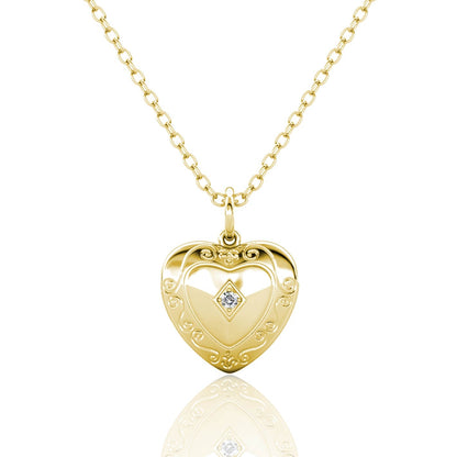 Gold Heart Photo Locket Necklace with Birthstone