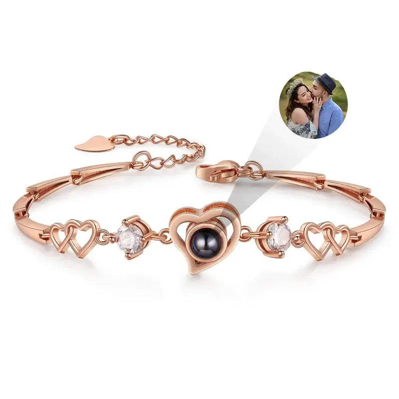 Heart Projection Photo Bracelet with Picture Inside