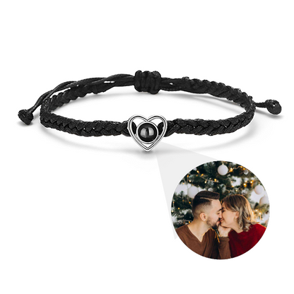 Heart Braided Bracelet with Photo Inside