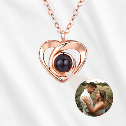 Heart Projection Necklace with Picture Inside Sterling Silver