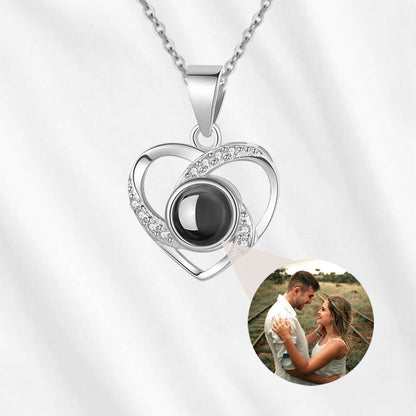 Personalized Heart Photo Projection Necklace with Picture Inside