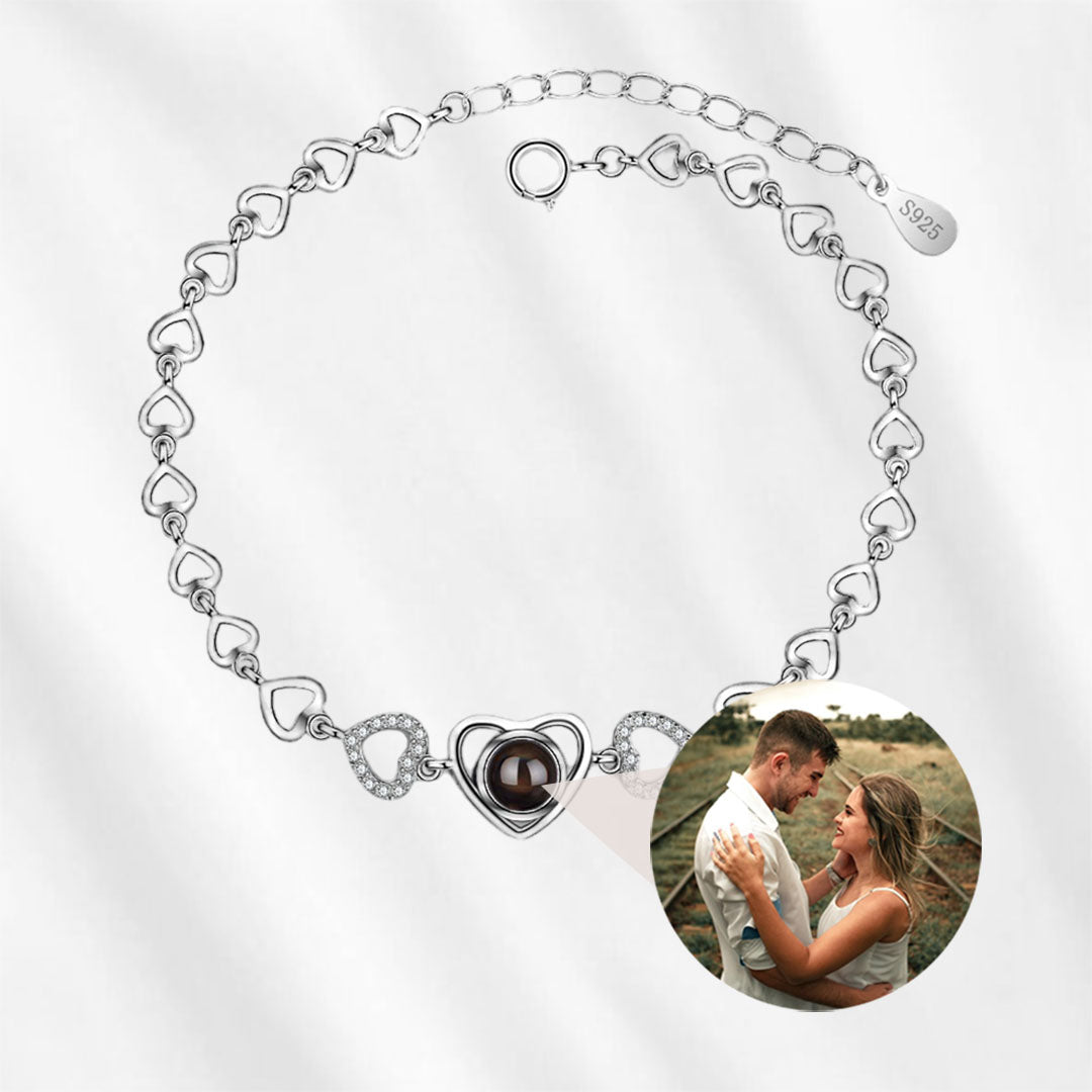 Hidden Photo Bracelet Heart Projection Bracelet Sterling Silver